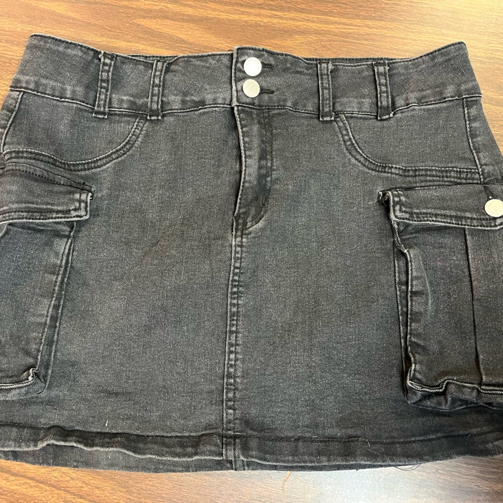 Shein Curve Black Cargo Pocket Mini Skirt Size 1XL